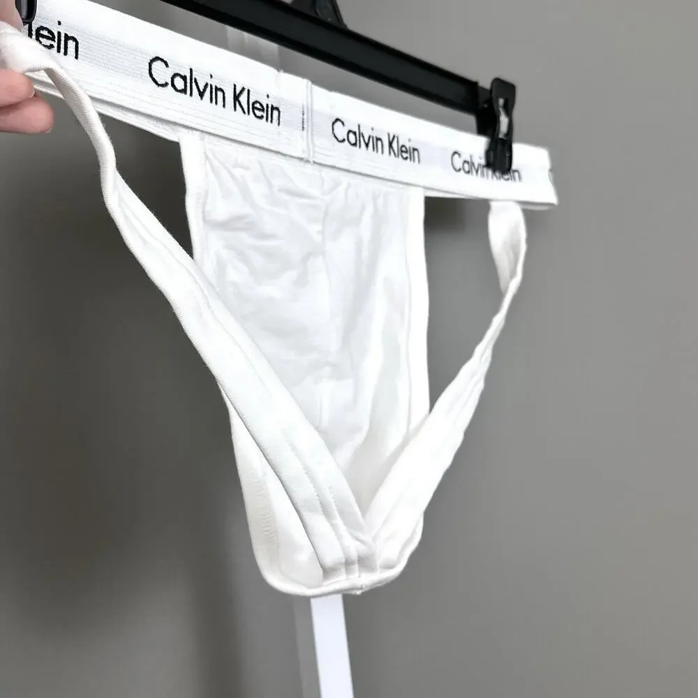 Calvin Klein Jock Strap Men's Size 2XL XXL Cotton Blend Logo Waistband White